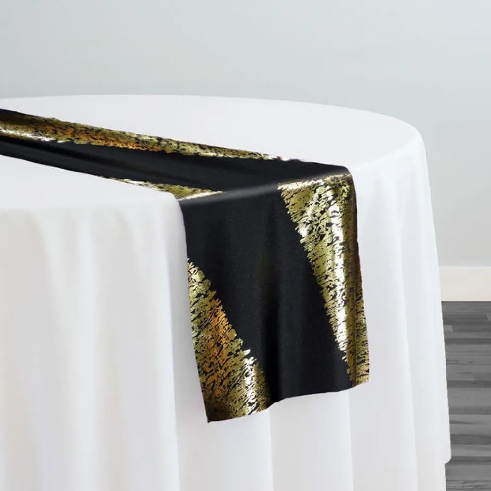 Stripe (Metallic Print) Table Runner in Black and Gold