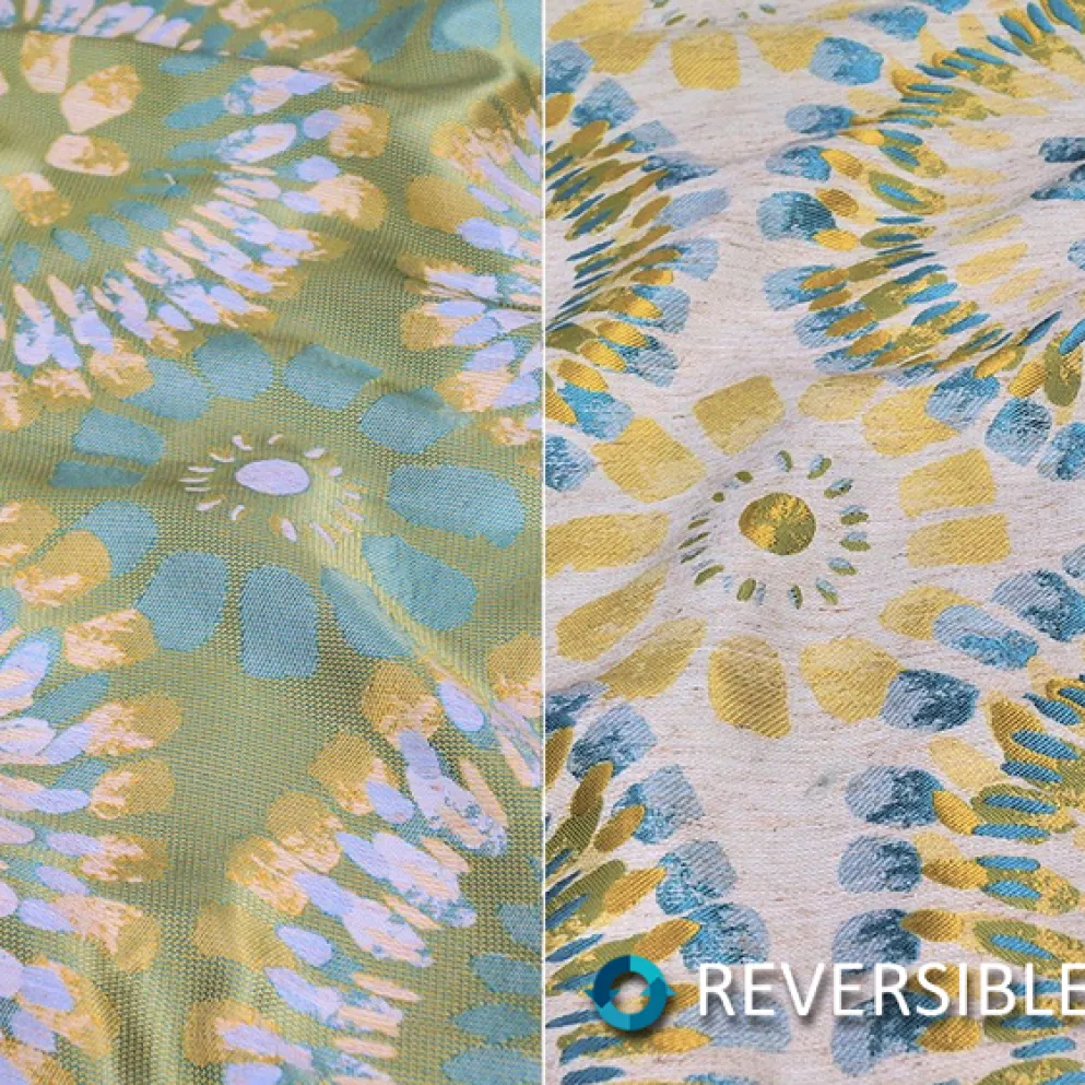 Sundaze Jacquard (Reversible) Table Linen in Turquoise and Yellow