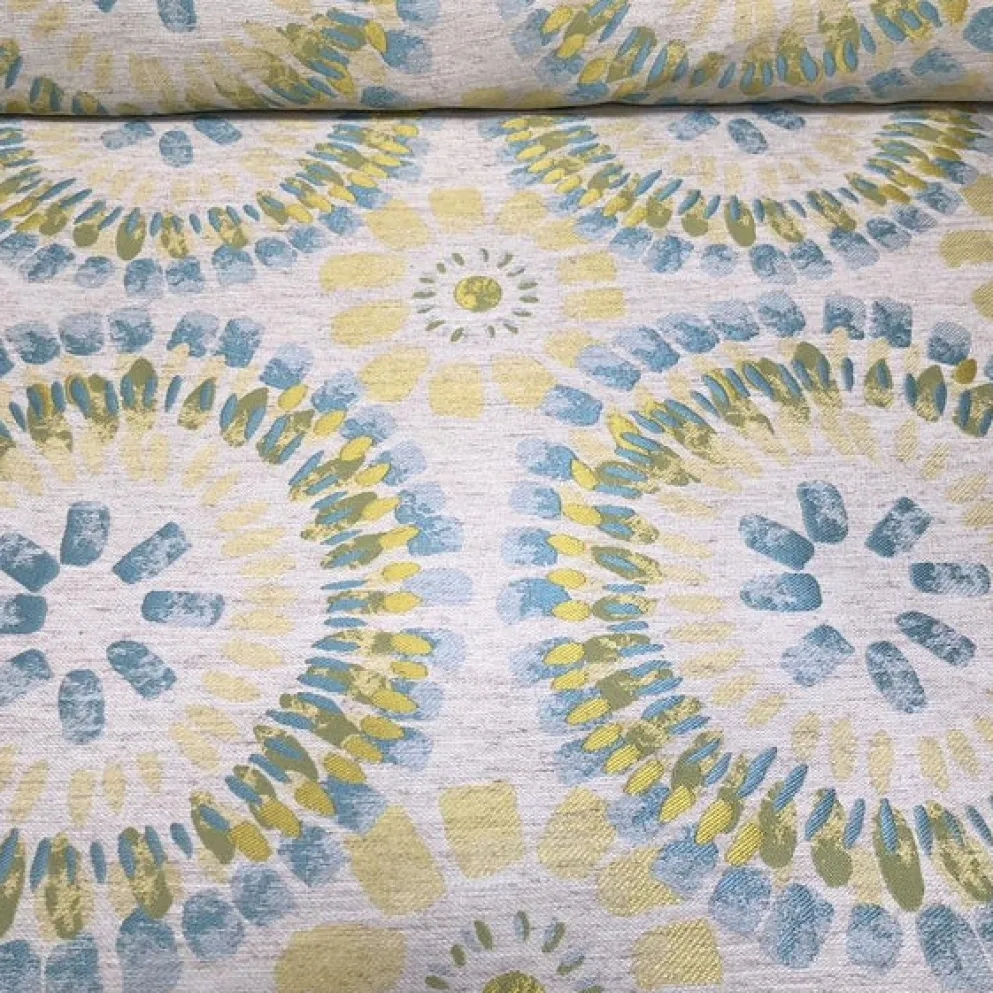 Sundaze Jacquard (Reversible) Table Linen in Turquoise and Yellow