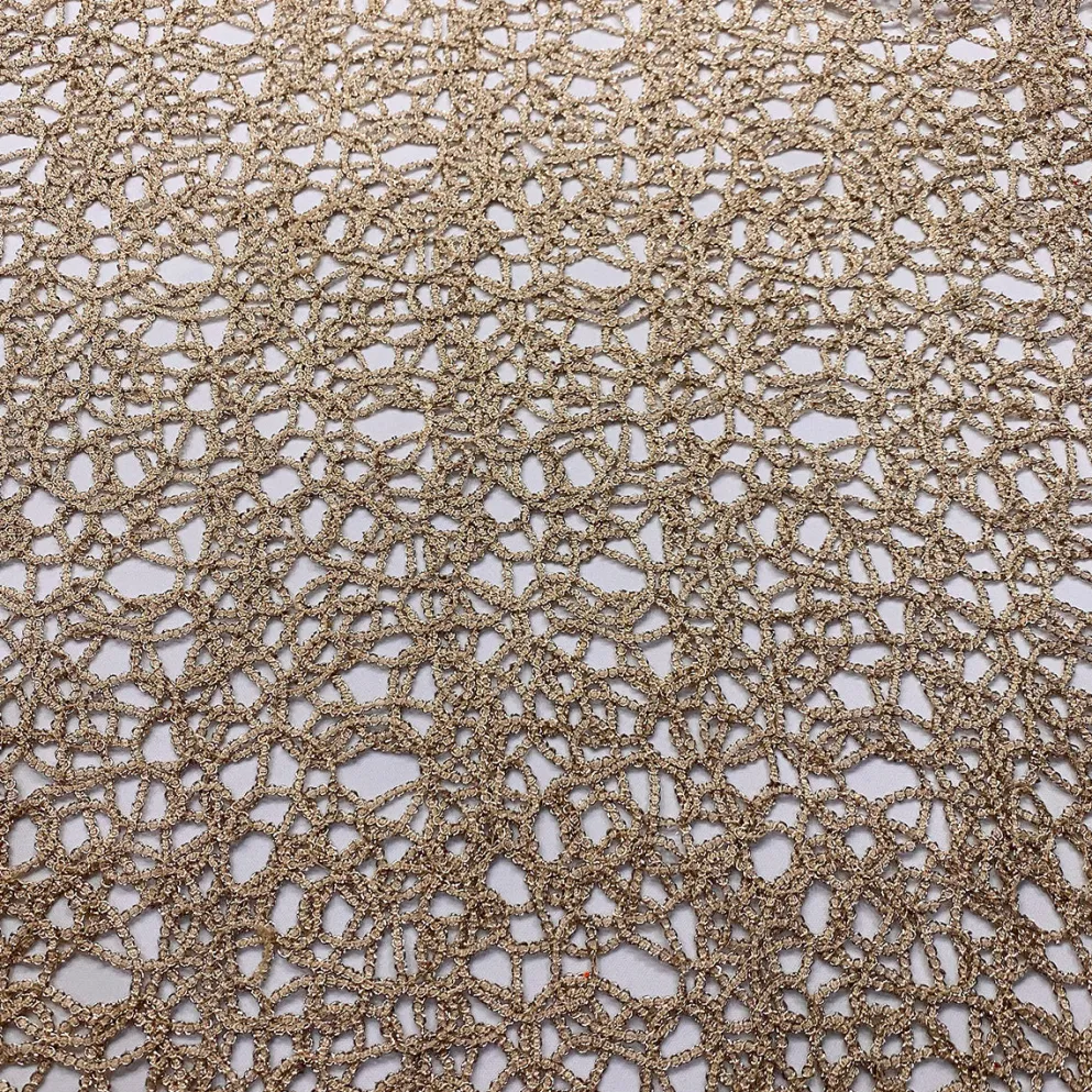 Swirl Chain Lace (w/ Poly Lining) Table Napkin in Champagne
