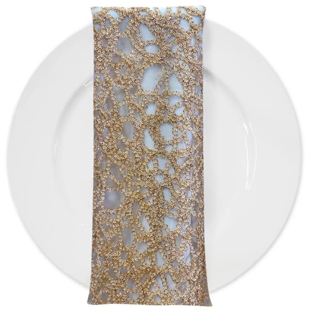 Swirl Chain Lace (w/ Poly Lining) Table Napkin in Champagne