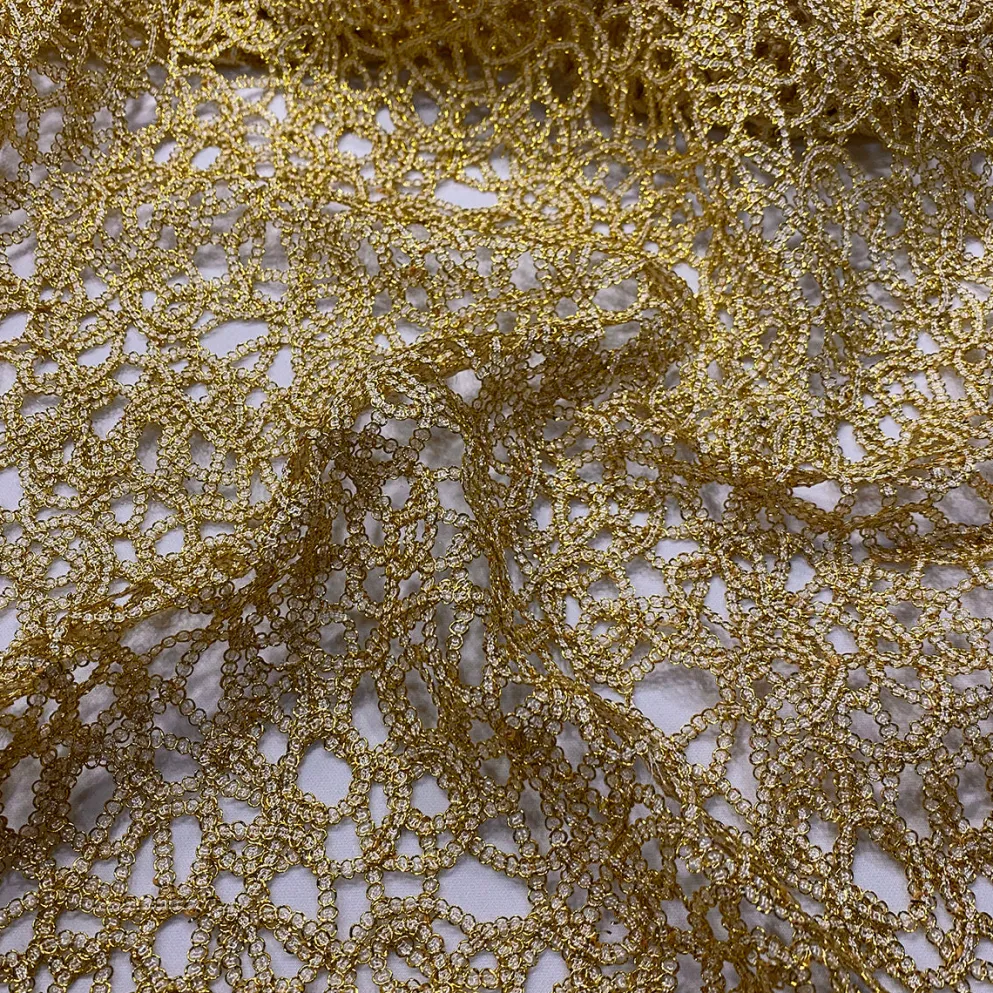 Swirl Chain Lace (w/ Poly Lining) Table Napkin in Gold