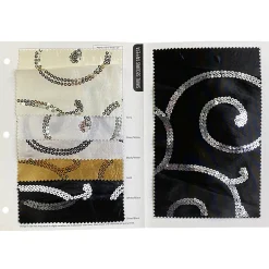 Swirl Sequins Taffeta Table Runner in Gold