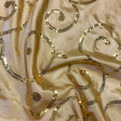 Swirl Sequins Taffeta Table Runner in Gold
