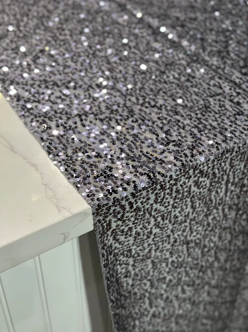Taffeta Sequins Table Linen in Charcoal