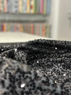Taffeta Sequins Table Linen in Black