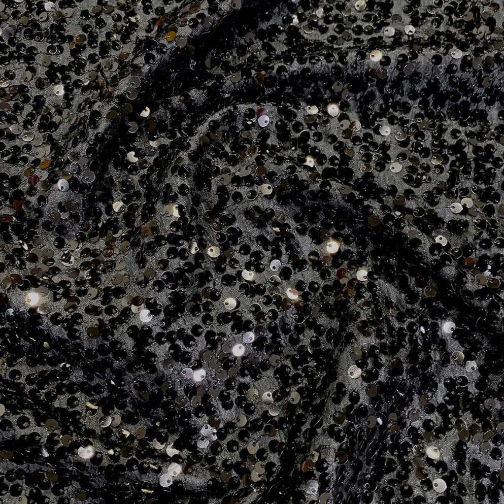 Taffeta Sequins Table Linen in Black