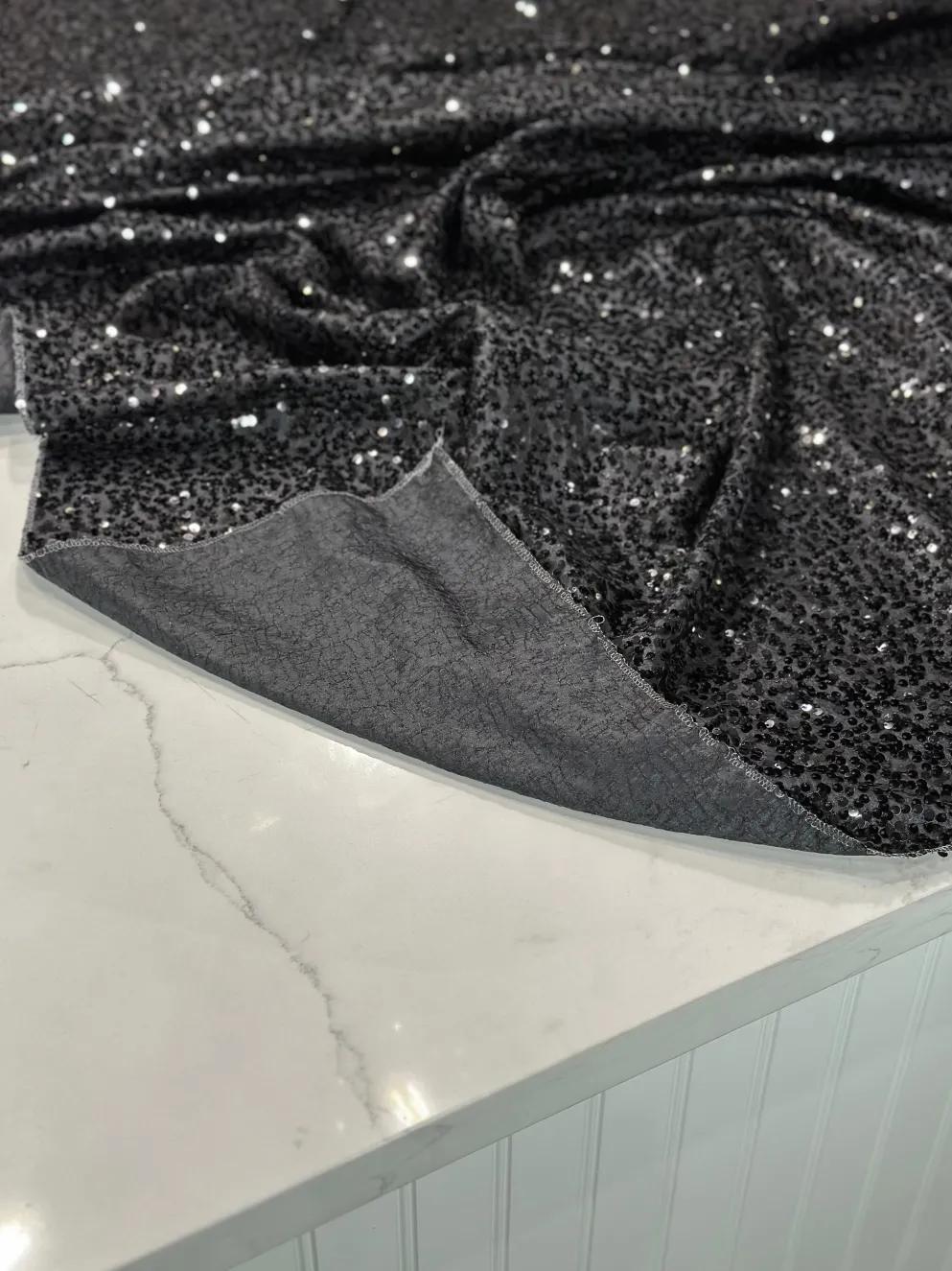 Taffeta Sequins Table Linen in Black