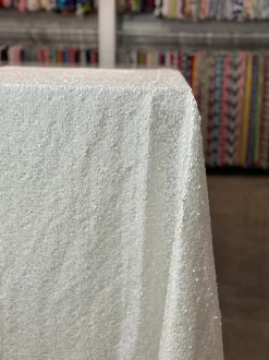 Taffeta Sequins Table Linen in White