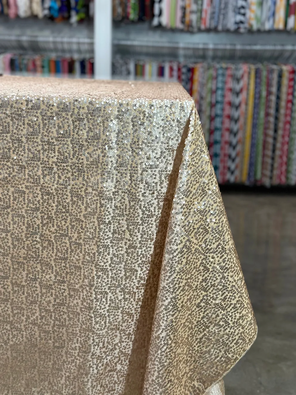 Taffeta Sequins Table Linen in Champagne
