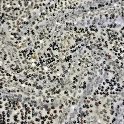 Taffeta Sequins Table Runner in Silver on White