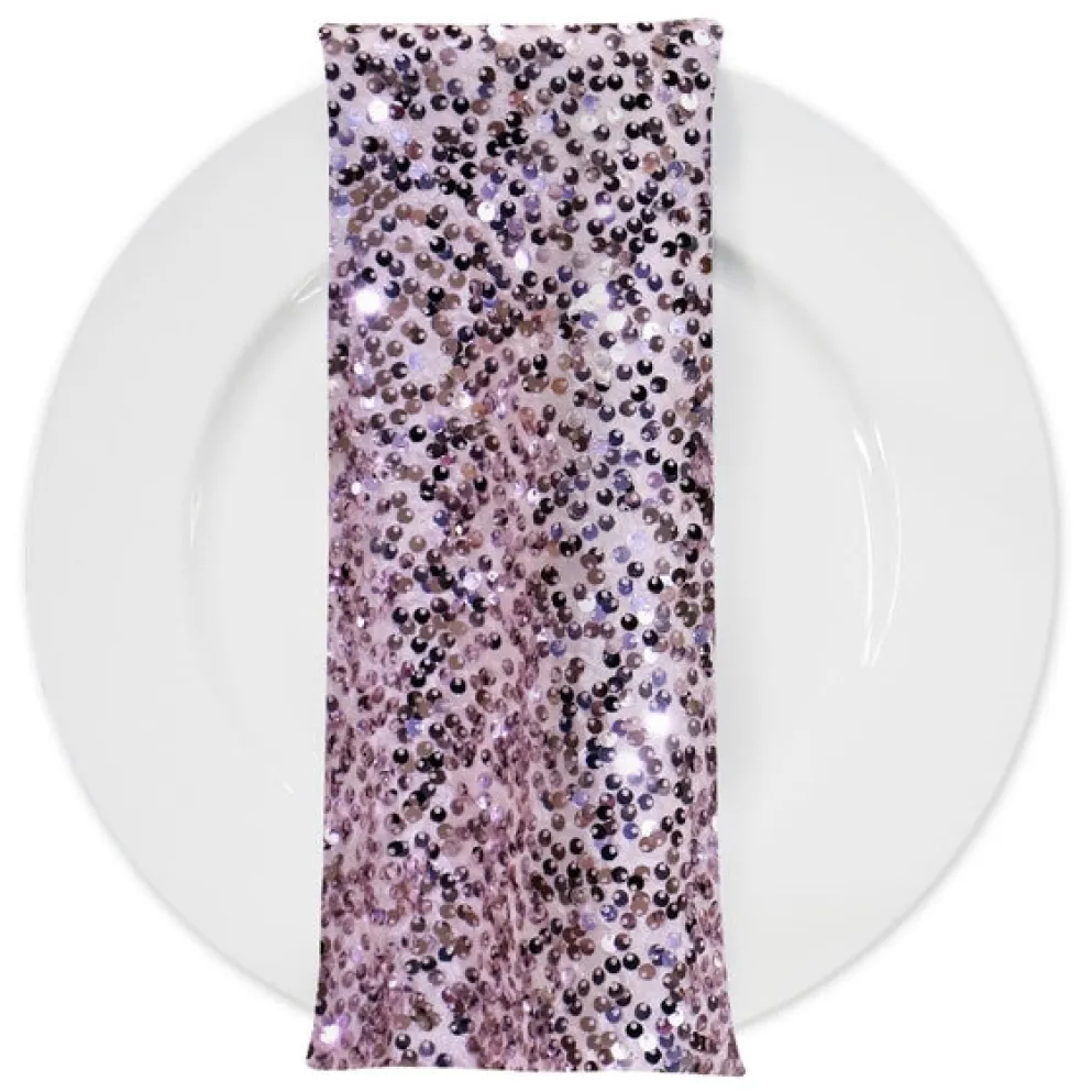 Taffeta Sequins (w/ Poly Lining) Table Napkin in Blush Shiny