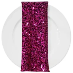 Taffeta Sequins (w/ Poly Lining) Table Napkin in Fuchsia