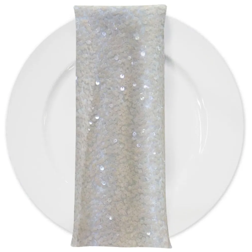 Taffeta Sequins (w/ Poly Lining) Table Napkin in Ivory