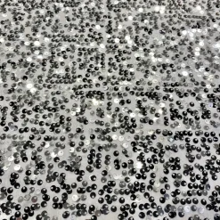 Taffeta Sequins (w/ Poly Lining) Table Napkin in Silver on White