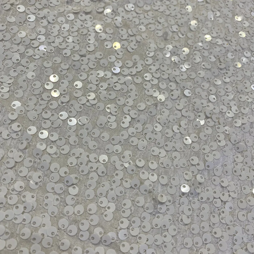 Taffeta Sequins (w/ Poly Lining) Table Napkin in White