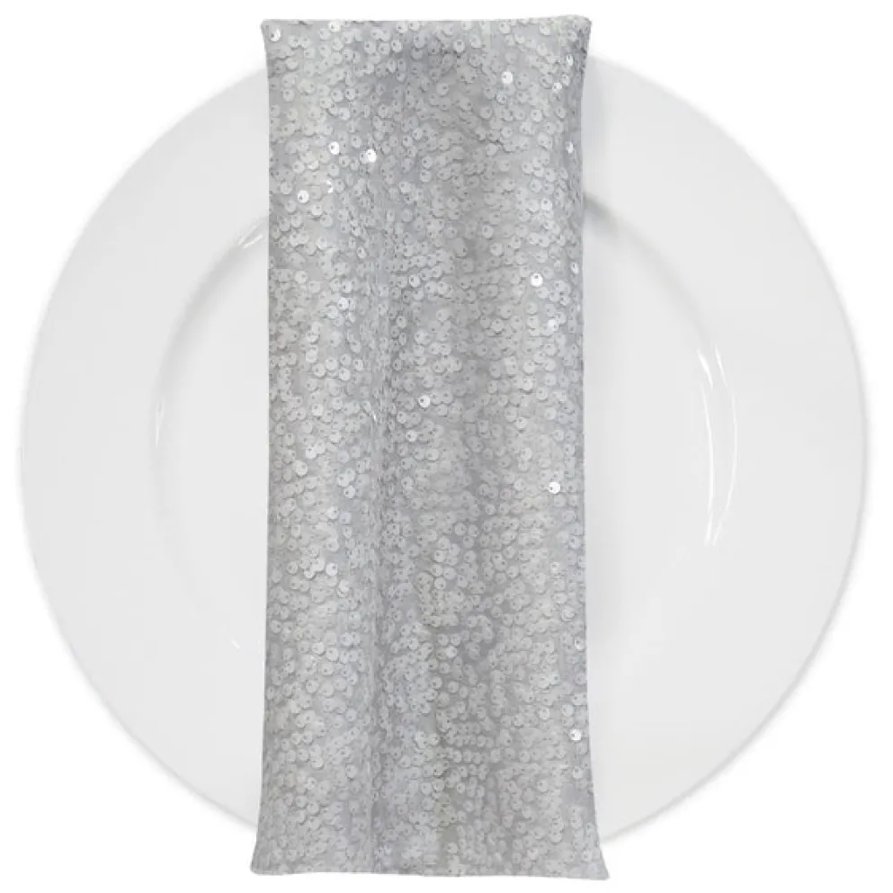 Taffeta Sequins (w/ Poly Lining) Table Napkin in White