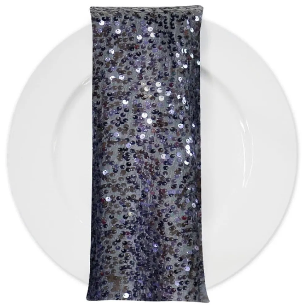Taffeta Sequins (w/ Poly Lining) Table Napkin in Charcoal