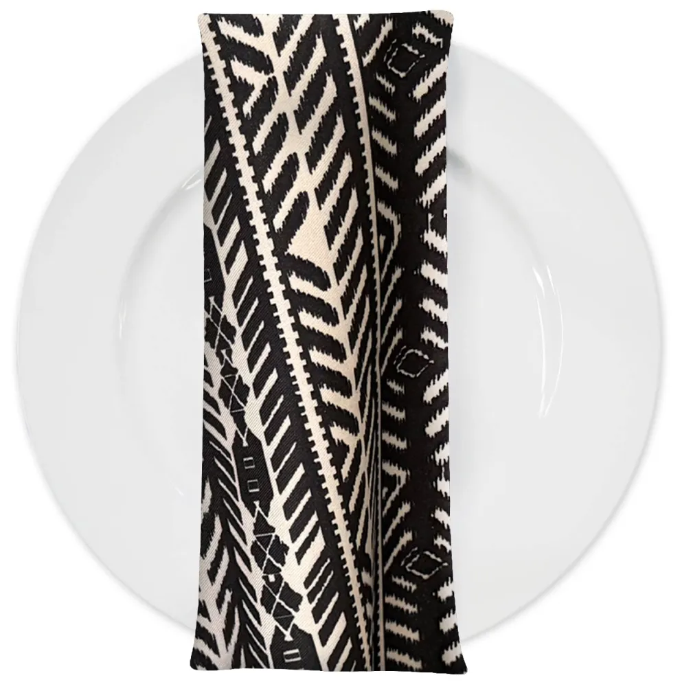 Topaz (Poly Print) Table Napkin in Black / Taupe