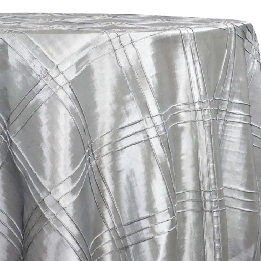 Triple Pleat Pintuck Table Linen in Silver