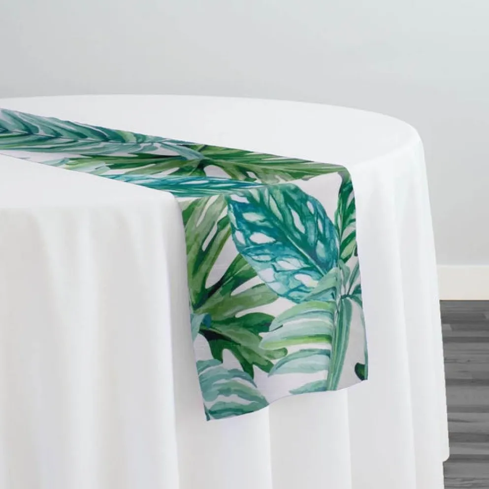 Tropical Print (Dupioni) Table Runner in Green