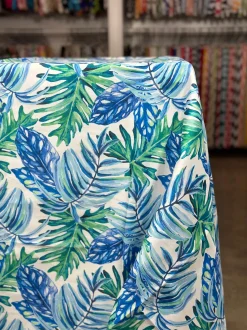 Tropical Print (Dupioni) Table Linen in Blue