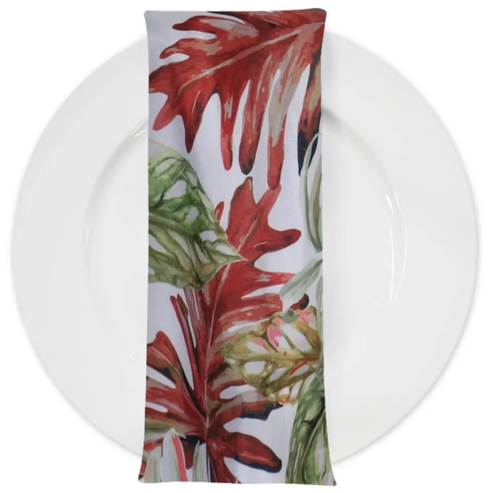 Tropical Print (Dupioni) Table Napkin in Red