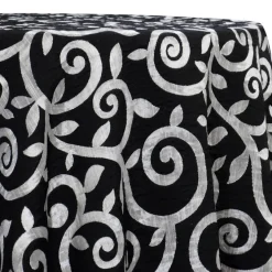 Tuscany Jacquard (Reversible) Table Linen in Black and Silver