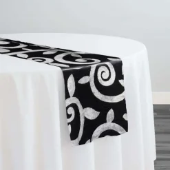 Tuscany Jacquard (Reversible) Table Runner in Black and Silver