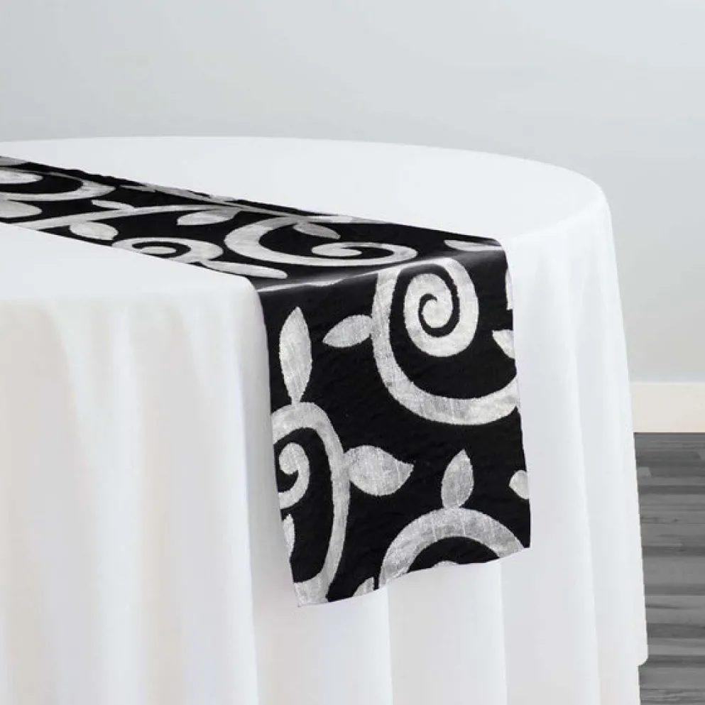 Tuscany Jacquard (Reversible) Table Runner in Black and Silver