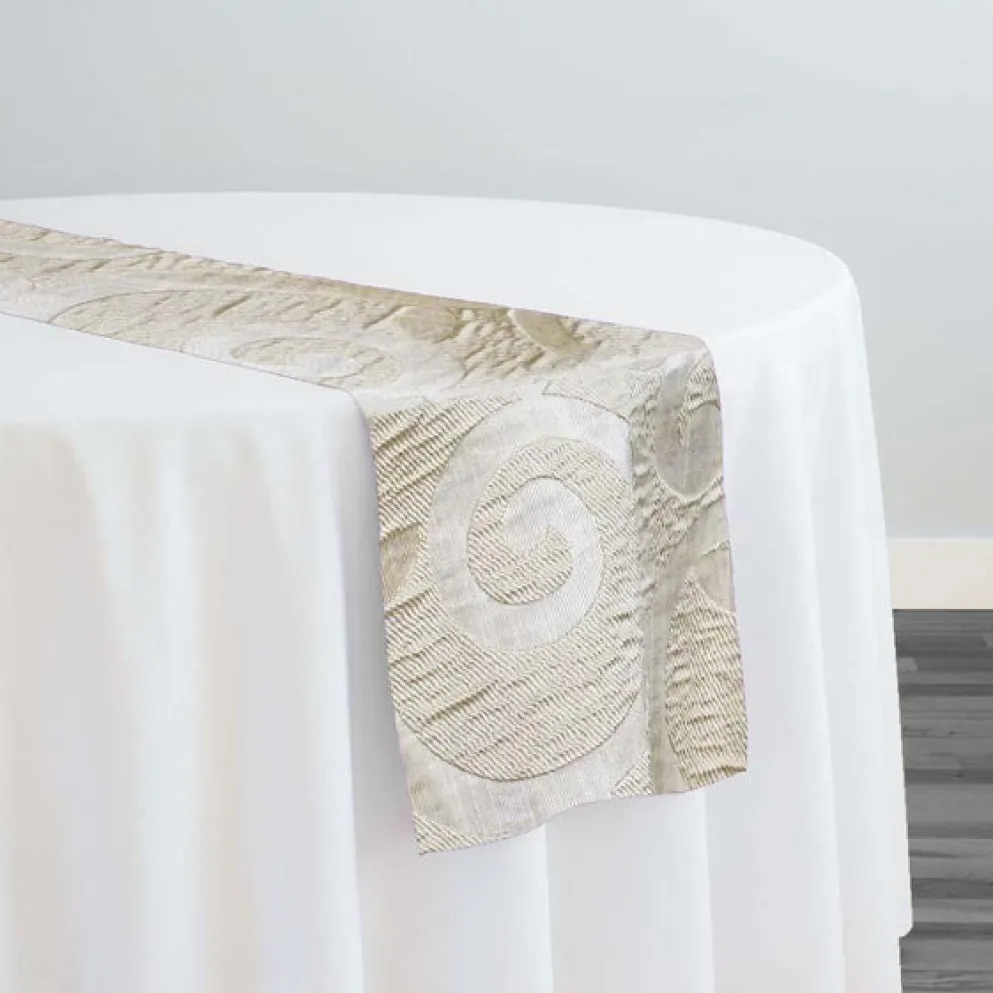 Tuscany Jacquard (Reversible) Table Runner in Champagne and Gold