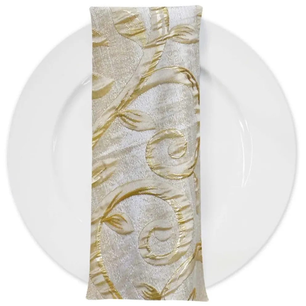 Tuscany Jacquard (Reversible) Table Napkin in Champagne and Gold