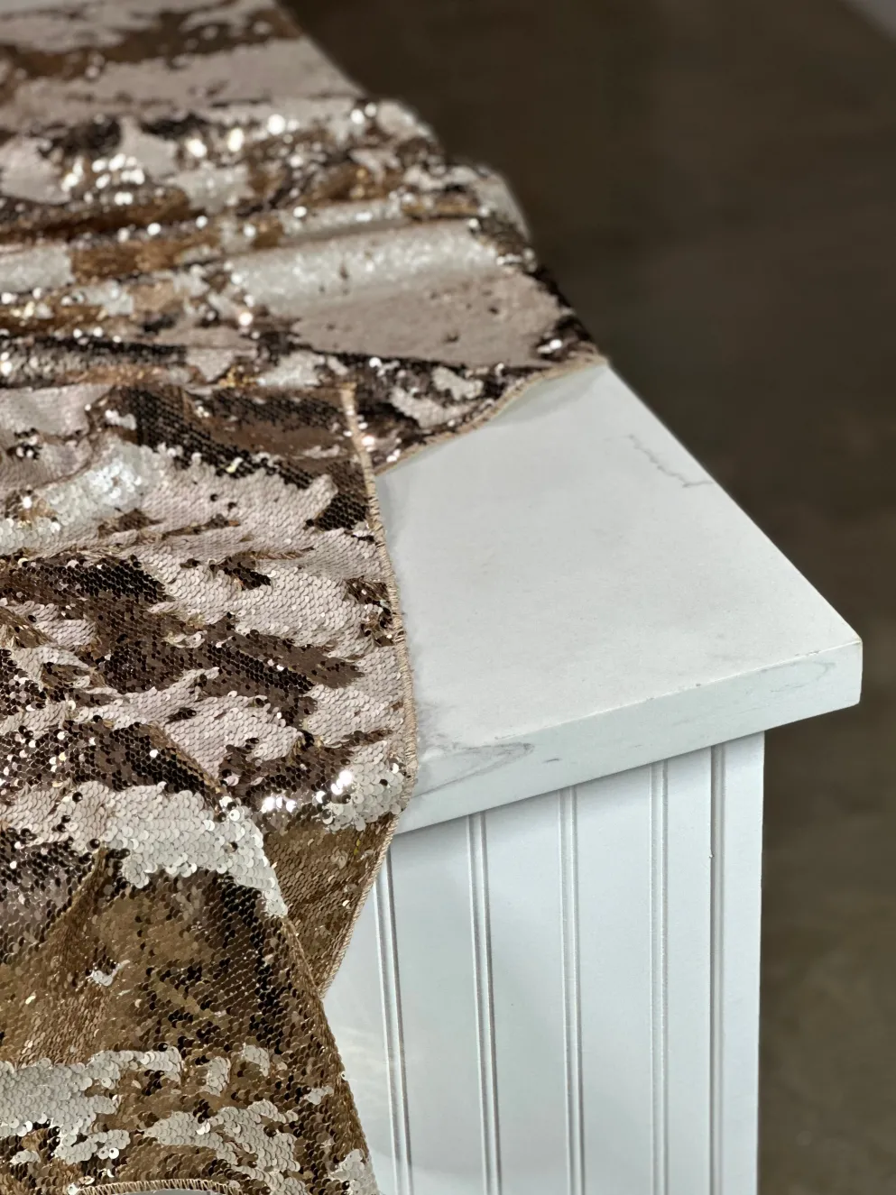 Two-Tone Sequins Table Linen in Champagne and Matte