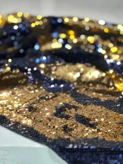 Two-Tone Sequins Table Linen in Navy and Rose Gold