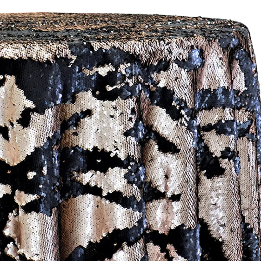 Two-Tone Sequins Table Linen in Champagne and Black