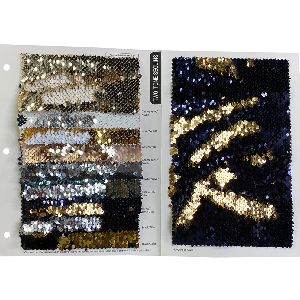 Two-Tone Sequins Table Runner in Gold and White