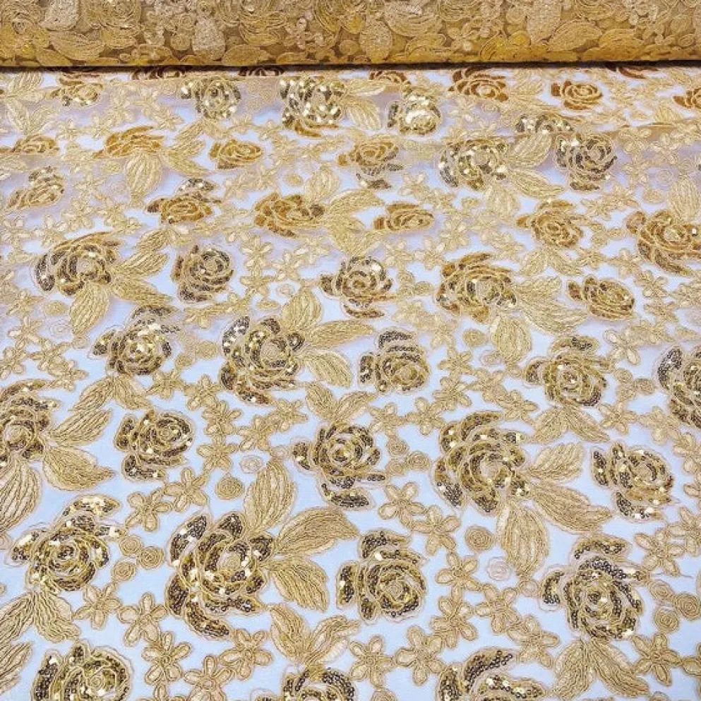 Valentina Lace Table Linen in Gold