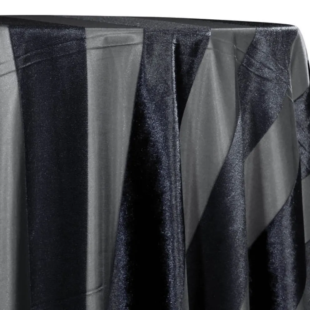 Velvet Stripe Table Linen in Black