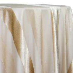 Velvet Stripe Table Linen in Champagne