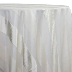 Velvet Stripe Table Linen in Ivory