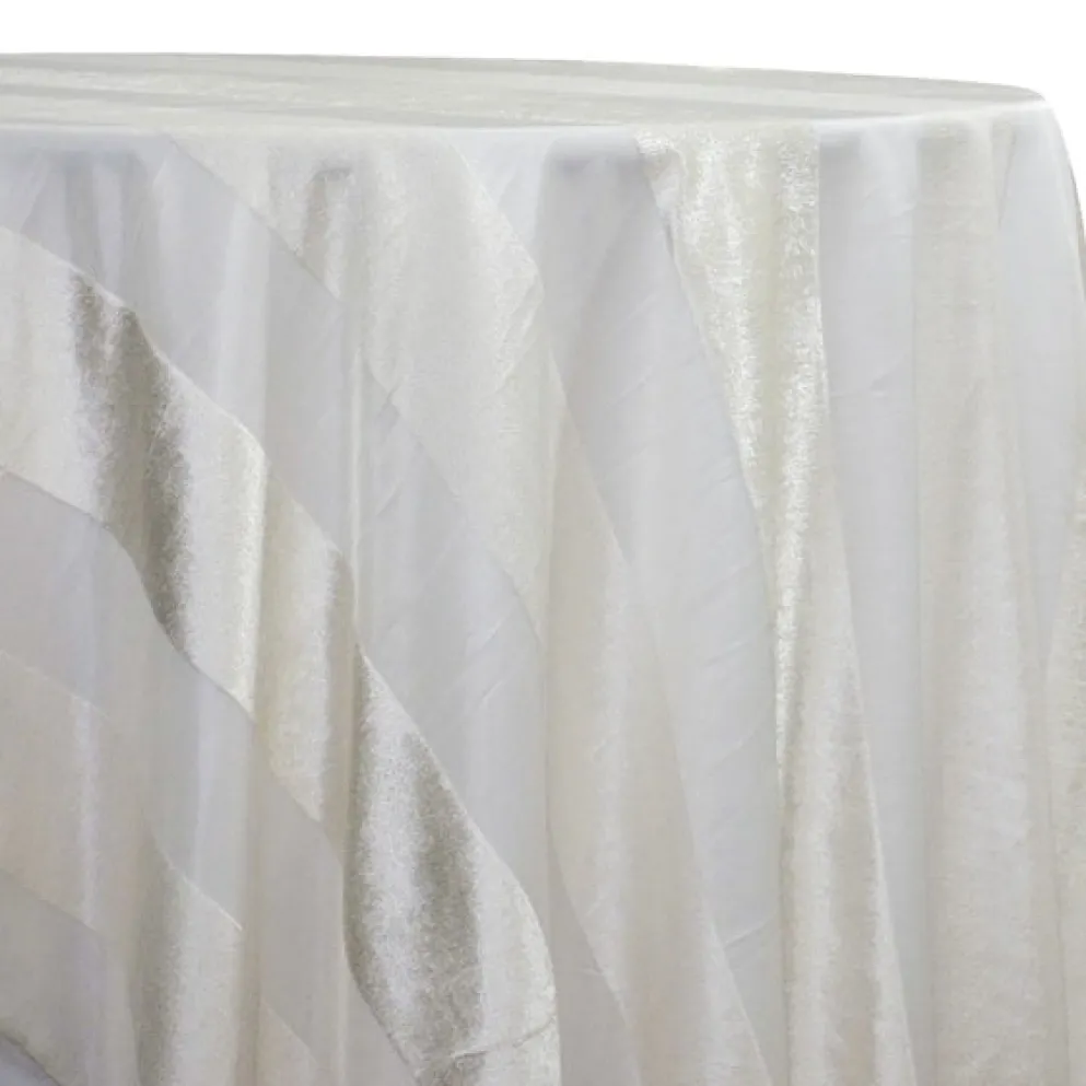 Velvet Stripe Table Linen in Ivory
