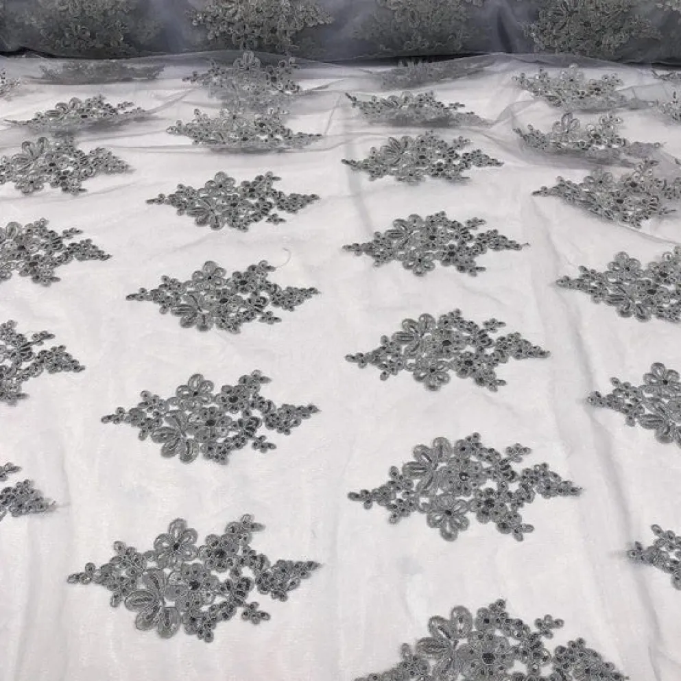 Venetian Lace Table Linen in Grey