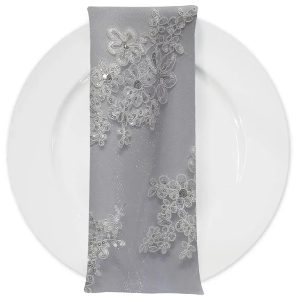 Venetian Lace (w/ Poly Lining) Table Napkin in White