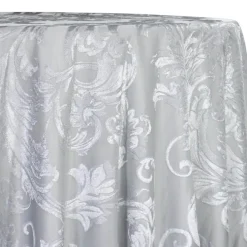 Victorian Jacquard Sheer Table Linen in Silver