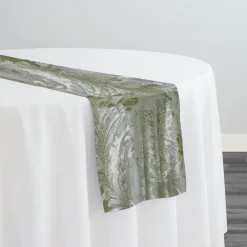 Victorian Jacquard Sheer Table Runner in Sage