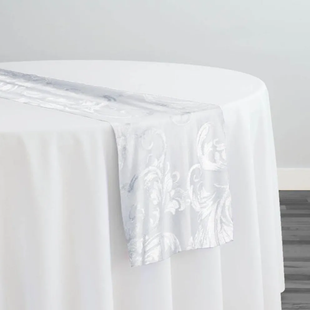 Victorian Jacquard Sheer Table Runner in White