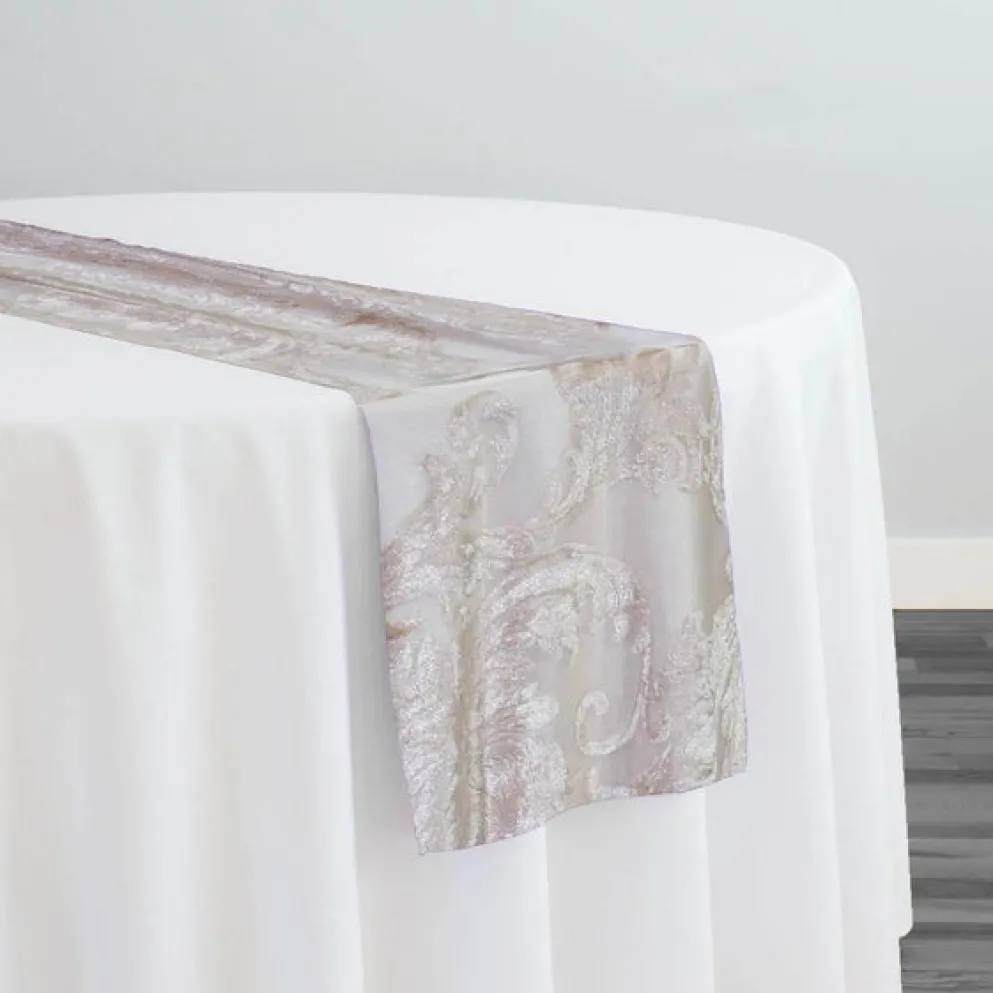 Victorian Jacquard Sheer Table Runner in Champagne