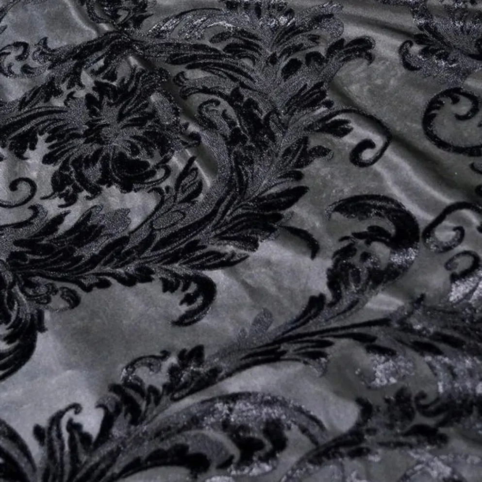 Victorian Jacquard Sheer Table Runner in Black