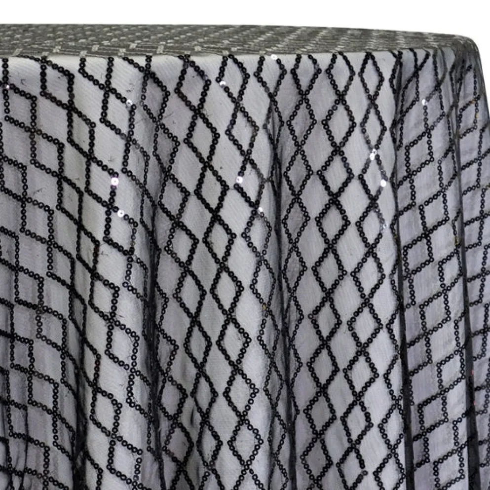 Vortex Sequins Table Linen in Black