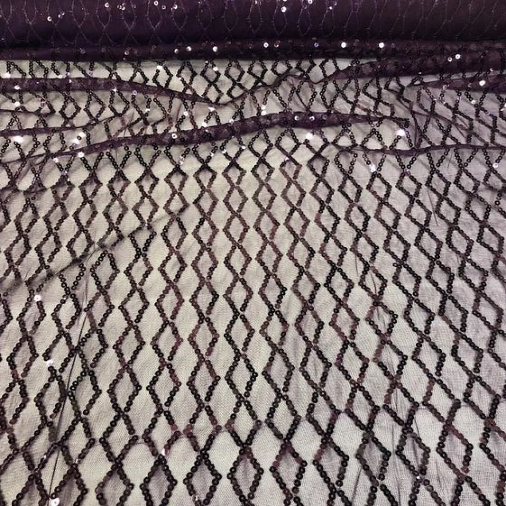 Vortex Sequins Table Linen in Plum